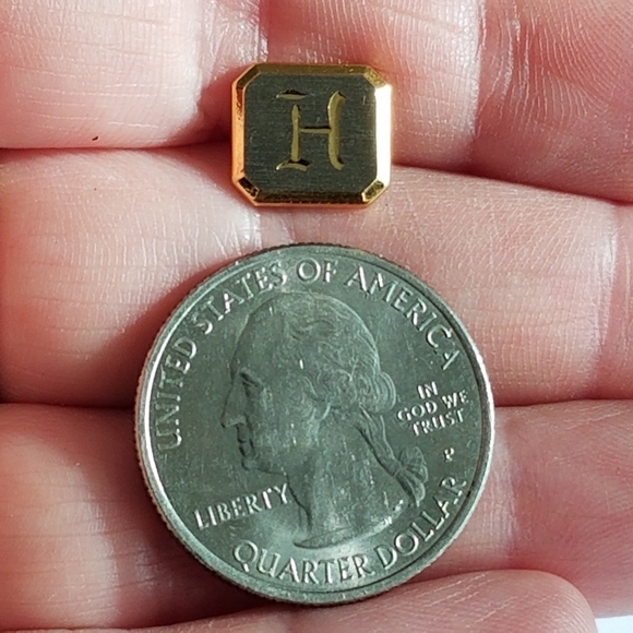 Relisted - Vintage letter H tie pin tack tac monogram initial gold silver - Picture 4 of 14